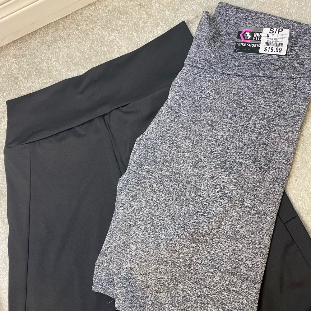 2 pairs of biker shorts. Grey & black